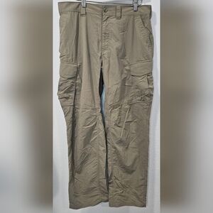 REI Pants Mens 30L Long Tan Khaki Beige Cargo Nylon Hiking Stretch Outdoor
